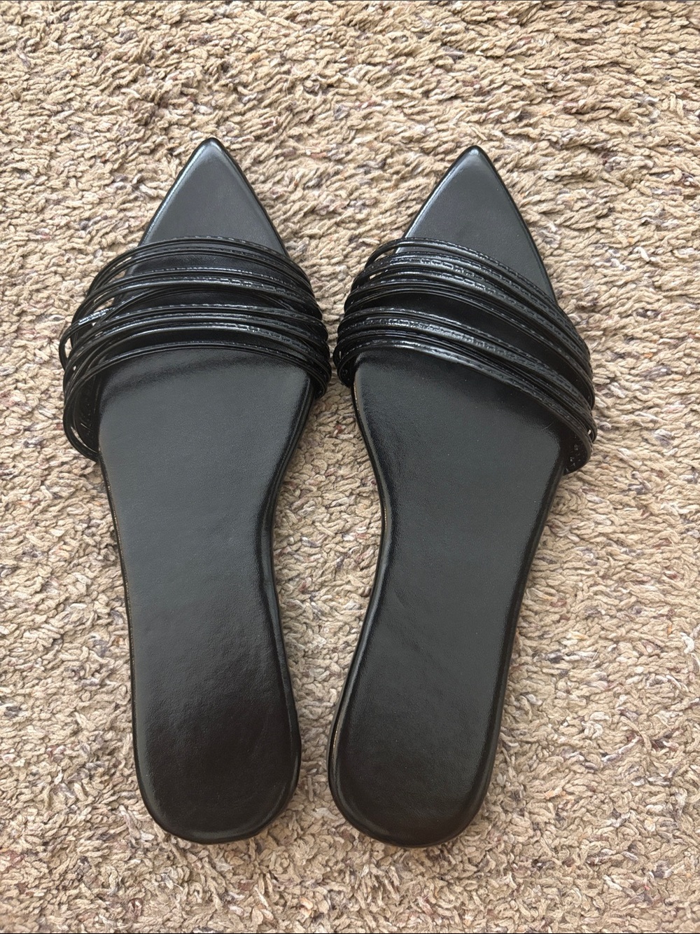 Amazon Black Pointed Toe Multi-Strap Mules